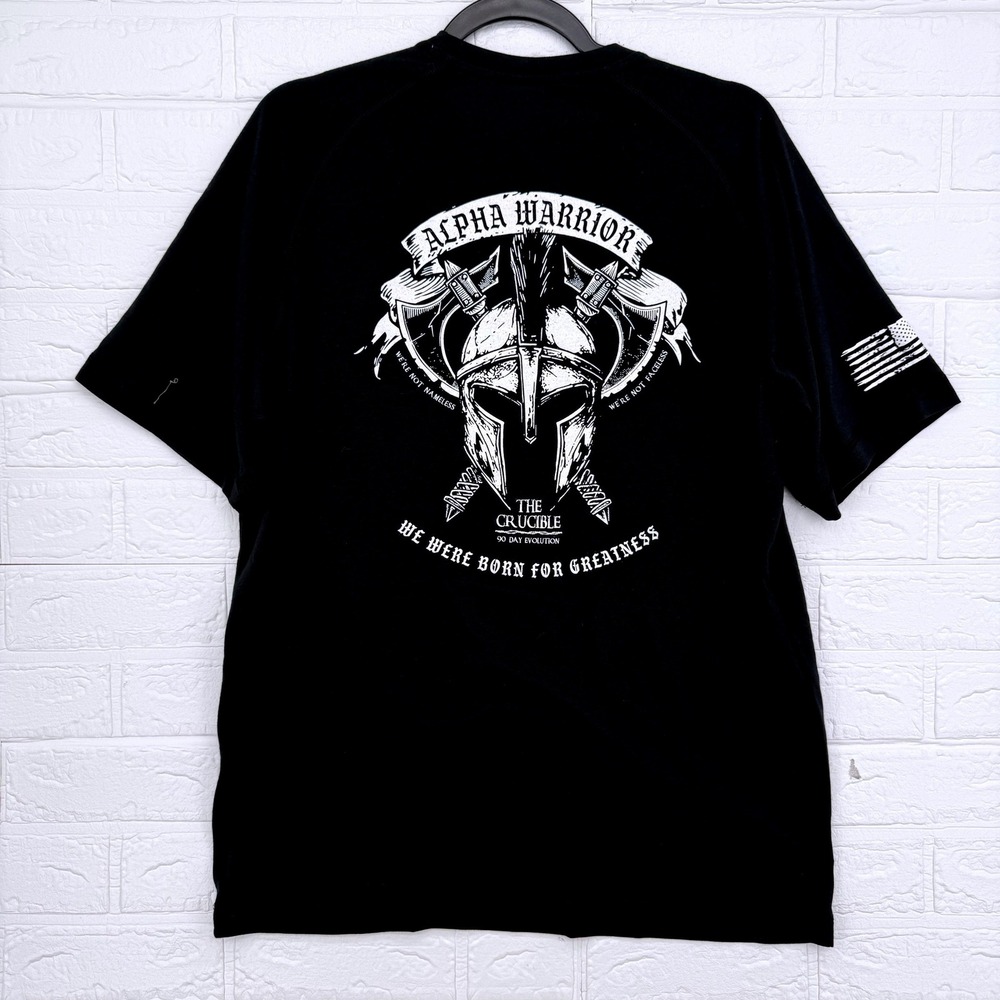 Mens Large Black Graphic Tee Alpha Warrior The Crucible Spartan Shirt